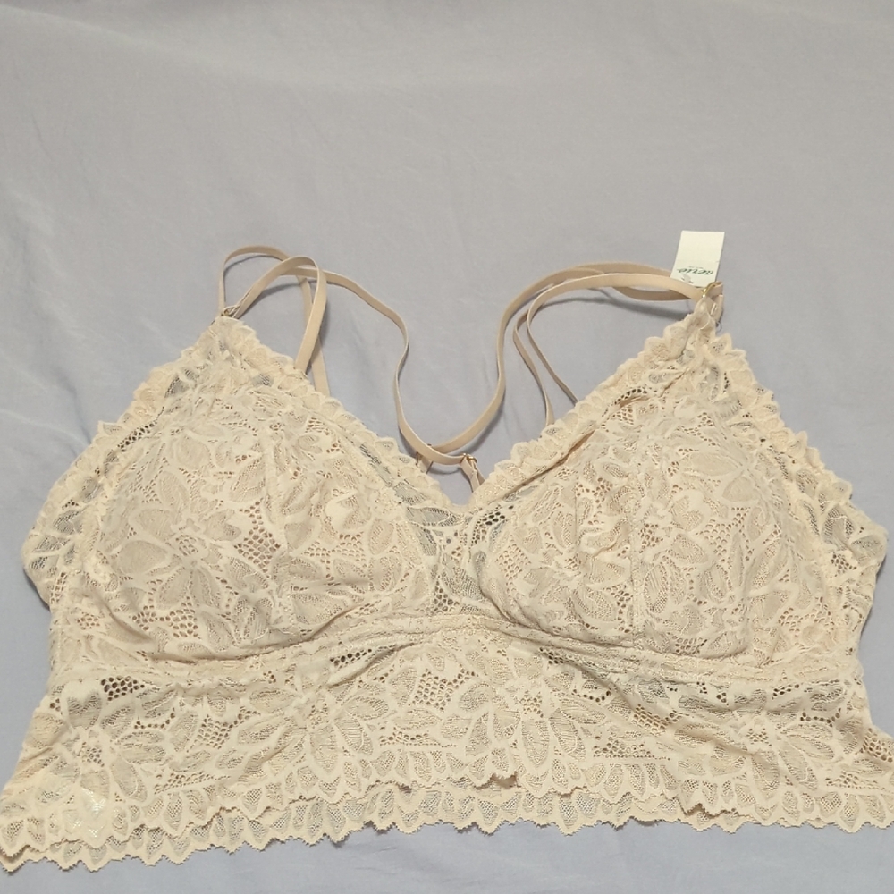 NWT Aerie Cream Lace Longline Bralette XXL